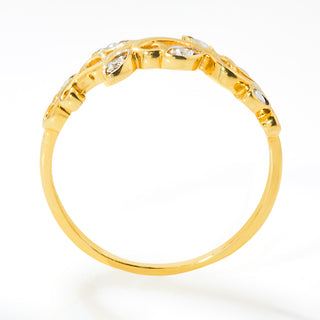 Gold over Sterling Scroll Leaf White Topaz Band Ring
