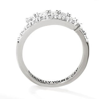 Platinum over Sterling Silver Engraved White Topaz Bypass Ring
