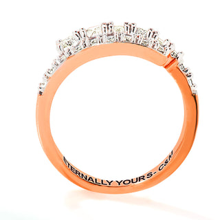 Rose Gold over Sterling Silver Engraved White Topaz Bypass Ring