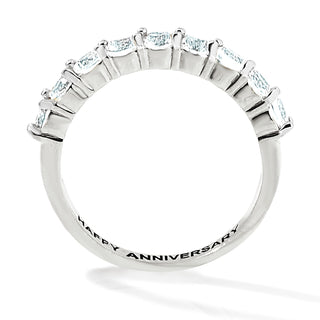 Platinum over Sterling Engraved Oval Half Eternity White Topaz Ring