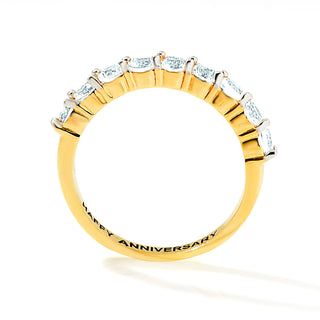 Gold over Sterling Engraved Oval Half Eternity White Topaz Ring
