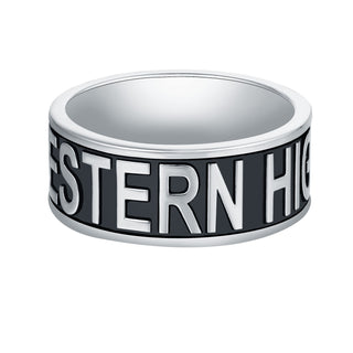 Men's Platinum Plated Personalized Graduation-Class Band Ring