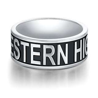 Men's Platinum Plated Personalized Graduation-Class Band Ring