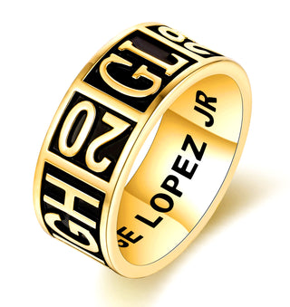 Men's 14K Gold Plated Personalized Graduation-Class Band Ring