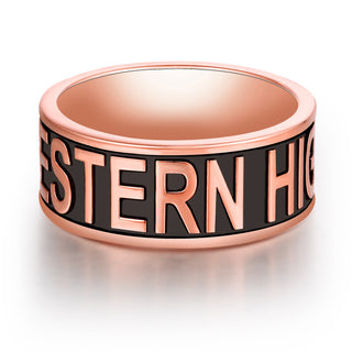 Men's 14K Rose Gold Plated Personalized Graduation-Class Band Ring