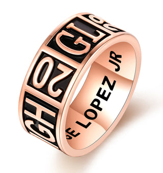 Men's 14K Rose Gold Plated Personalized Graduation-Class Band Ring
