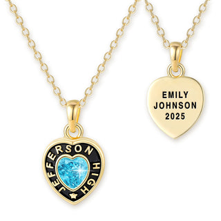 Women's Gold CELEBRIUM Heart Birthstone Personalized Graduation/ Class Necklace