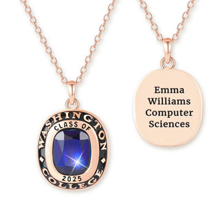 Unisex Rose Gold CELEBRIUM Cushion Birthstone  Personalized Graduation/Class Necklace