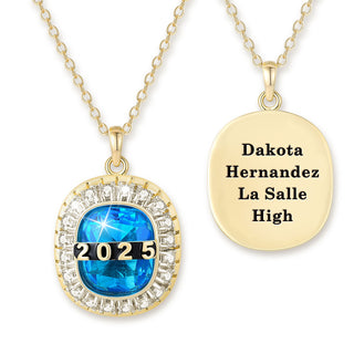 Unisex Gold CELEBRIUM Birthstone and CZ Personalized Graduation/Class Necklace
