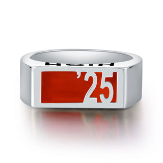 Men's Celebrium Contemporary Graduation Year Signet Class Ring
