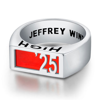 Men's Celebrium Contemporary Graduation Year Signet Class Ring