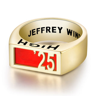 Men's Yellow Celebrium Contemporary Graduation Year Signet Class Ring