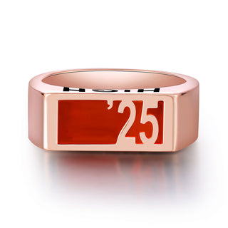 Men's Rose Gold over Sterling Contemporary Graduation Year Signet Class Ring