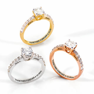 Platinum over Sterling Brillant White Topaz Open Heart Engraved Wedding Ring