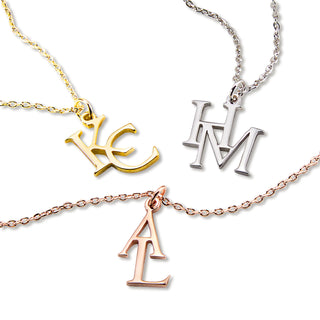 Sterling Silver Stacked Initials Necklace
