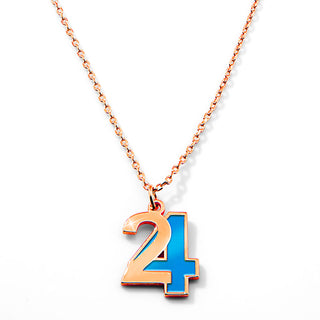 Custom Bold Double Digit Year with Enamel Necklace