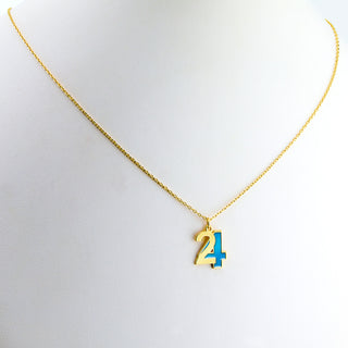Custom Bold Double Digit Year with Enamel Necklace