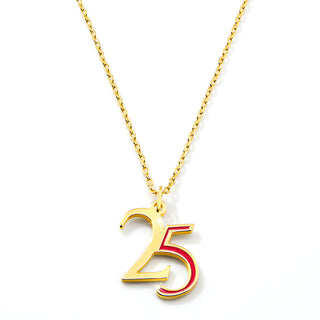 Custom Double Digit Year with Enamel Necklace