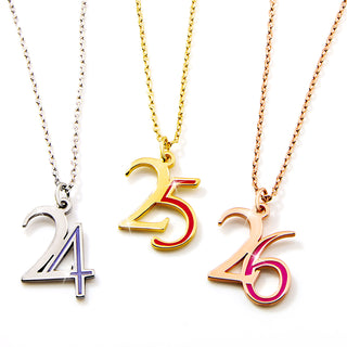 Custom Double Digit Year with Enamel Necklace