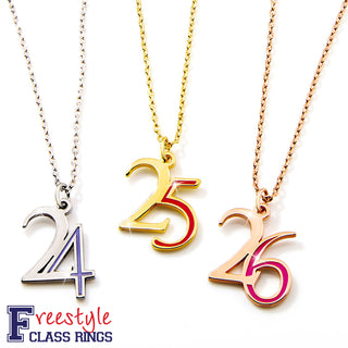 Custom Double Digit Year with Enamel Freestyle Class/ Graduation Necklace