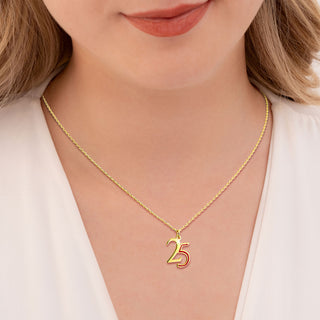 Custom Double Digit Year with Enamel Necklace