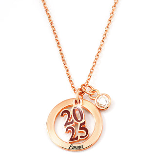Personalized Charms Enamel Graduation Cluster Birthstone Necklace