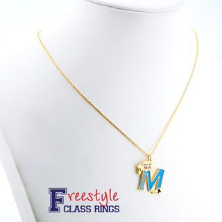 Personalized Enamel Initial with Name and Graduation Cap Necklace