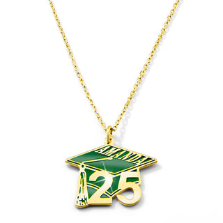 Enamel Graduation Cap with Name and Year Necklace