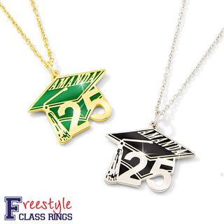 Enamel Graduation Cap with Name and Year Freestyle Class/ Graduation Necklace