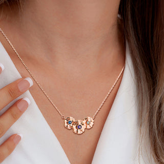 14K Rose Gold Plated Flower Birthstone Necklace - 1 to 5 stones
