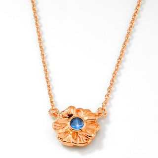 14K Rose Gold Plated Vertical Flower Birthstone Necklace - 1 to 5 stones