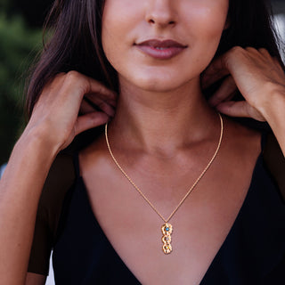 14K Rose Gold Plated Vertical Flower Birthstone Necklace - 1 to 5 stones
