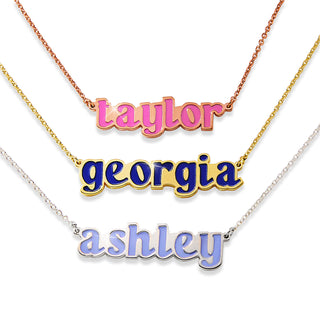 Lowercase Enamel Name Necklace