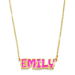 Uppercase Playful Font Enamel Name Necklace