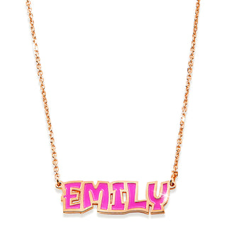 Uppercase Playful Font Enamel Name Necklace