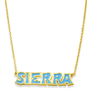 Uppercase Graffiti Font Enamel Name Necklace
