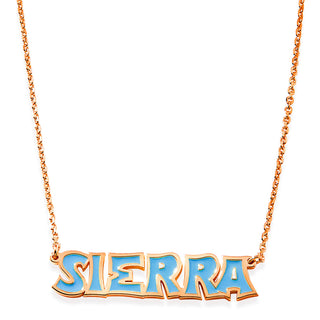 Uppercase Graffiti Font Enamel Name Necklace