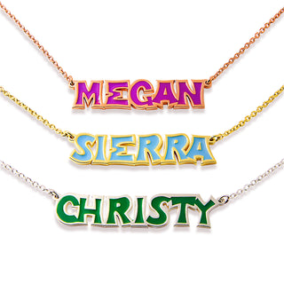 Uppercase Graffiti Font Enamel Name Necklace