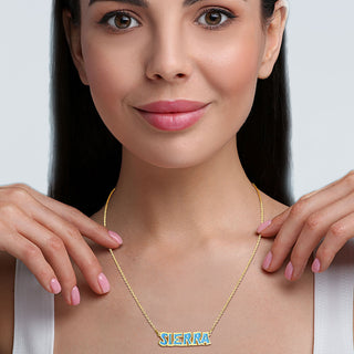 Uppercase Graffiti Font Enamel Name Necklace