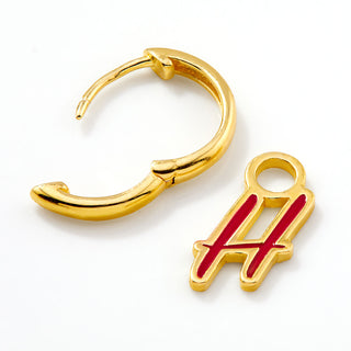 Enamel Uppercase Script Initial Earrings