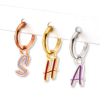 Enamel Uppercase Script Initial Earrings
