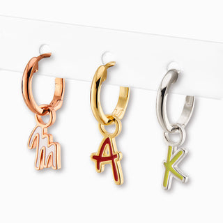 Bold Uppercase Initial Enamel Earrings