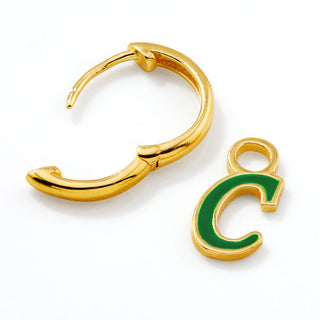 Enamel Uppercase Cursive Initial Earrings