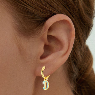 Enamel Uppercase Initial Earrings