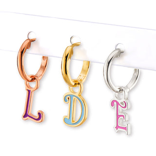Enamel Uppercase Initial Earrings