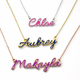 Petite Script Enamel Name Necklace