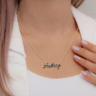 Petite Script Enamel Name Necklace