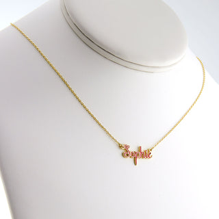 Fancy Script Enamel Name Necklace