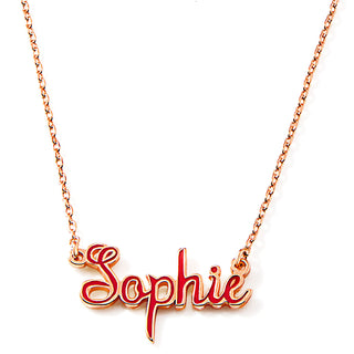 Fancy Script Enamel Name Necklace