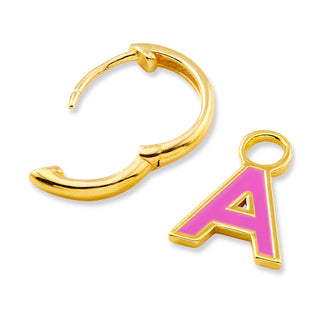 Uppercase Enamel Initial Hoop Earrings